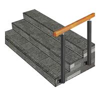 Rambarde en Bois Massif pour marches extérieures, poteaux en Fer forgé avec Supports d'angle réglables à 270°, Rampe de Style transitionnel pour escaliers en béton ou en Bois (Couleur : Hau