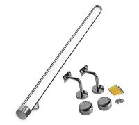 Rambarde En Plastique Transparent De 472 Cm (15,5 Pi), Idéale Pour Les Escaliers De Type Loft Et Couloir Modernes. Kit Complet Inclus. Barres D'Appui Pour Marches Carrelées, Supports Argentés.