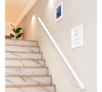 Rambarde métallique pour escaliers, Poignée antidérapante de garde-corps de rampe moderne, main courante d'escalier murale pour maison jardin couloir loft terrasse, blanc(100cm)