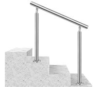 Rambarde Moderne en Acier Inoxydable, Main Courante d'escalier pour marches intérieures et extérieures, Rampe de Style transitionnel réglable avec Double Poteau, Garde-Corps de sécurité Ant