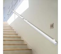 Rambarde murale tubulaire ronde de 1 à 6 mètres, pour escalier intérieur et extérieur, avec kit complet. Fixation murale, blanc mat.(200cm)