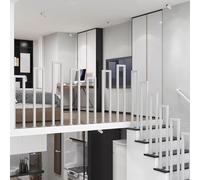 Rambarde pour stations de transit, barre de sécurité tubulaire carrée noire en forme de U pour escaliers de métro, escaliers de quais de gare, entrées de dépôts de bus, allées d'aéroport