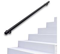 Rambardes d'escalier, 1 m, 1,5 m, 2 m, 2,5 m, 3 m, noires, pour intérieur et extérieur, antidérapantes, de style industriel, avec fixations murales.(120cm)