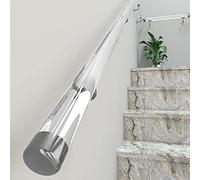 Rambardes d'escalier en acrylique transparent - Kit de rambarde antidérapante sur mesure for intérieur/extérieur et style(Silver,180cm)