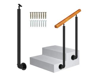 Rambardes d'escalier extérieures réglables - Poteaux de Balustrade latéraux en Fer forgé avec Fixations sécurisées pour marches de Porche et escaliers en Bois - Solution de sécurit