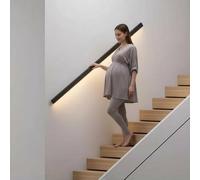 Rambardes D'escalier LED Pour Escaliers Intérieurs Rampes D'escalier Lumineuses En Aluminium Garde-corps Mural De Sécurité Système De Détection De Présence(Black-6000k,150cm/4.92ft)