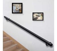 Rambardes d'escalier, rampes noires pour intérieur et extérieur, barres d'appui antidérapantes en fer forgé de style industriel avec fixations murales(210cm)