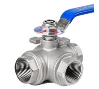 RAMBEX 1 vanne à Boisseau sphérique à 3 Voies en T en Acier Inoxydable 316L, 1/4" 3/8" 1/2" 3/4" 1" 1-1/4" 1-1/2" 2" à Filetage Interne, vanne à Trois Voies avec Interrupteur(DN32)