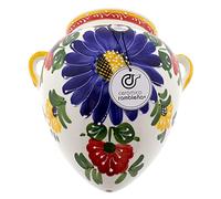 RAMBLEÑA CERAMICA | Pot suspendu Orza | Pot de boue à suspendre | Pot mural Orza décoré Fleurs - Modèle D123 | 100 % décoré à la main | 25 x 17 x 28 cm
