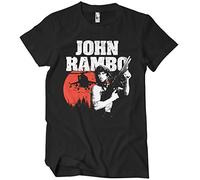 Rambo Officiellement sous Licence John Hommes T-Shirt (Noir), Small