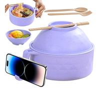 Ramen 2025 Ensemble de bols pour micro-ondes avec couvercle, cuillère, baguettes, fourchette, bol à ramen, bols à soupe avec anse, bol à soupe pour ramen, soupe et salade (violet)