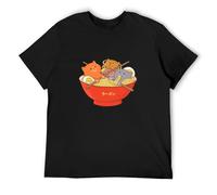 Ramen and Cats Noodles Kittens Cute Kawaii O-Neck 100% Cotton Short Sleeve Unisex T-Shirt XXXL