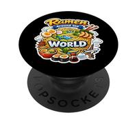 Ramen Around The World, Amateur de Nouilles, Voyageur et Blogueur de Voyage PopSockets PopGrip Adhésif