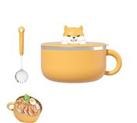Ramen Bol à Pâtes, Bol à Ramen 1200 Ml, Bols à Soupe Avec Poignées, Bol De Service Instantané Portable Avec Couvercle Et Cuillère, Bol à Pâtes Instantanées Avec Couvercle Pour Soupe, Nouilles (Jaune)