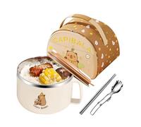 ŕàmén Bowl Set - Capybara Bowl With Lid Chopsticks | 1300ml Large Capacity Dinnerware Tableware For Everyday Dining Soup Noodle Salad Cereal Fruit School Dormitory Apartment Travel Food Photography