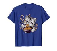 Ramen Cat Anime - Vêtements Kawaii Otaku Vêtements Manga T-Shirt, Homme, Bleu Royal, S