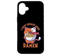 Ramen Cat Mangeant Nouilles Japonaises Nourriture Anime Kawaii Otaku Coque pour iPhone 16 Plus