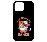Ramen Cat Mangeant Nouilles Japonaises Nourriture Anime Kawaii Otaku Coque pour iPhone 16 Pro Max