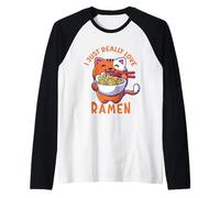 Ramen Cat Mangeant Nouilles Japonaises Nourriture Anime Kawaii Otaku Manche Raglan
