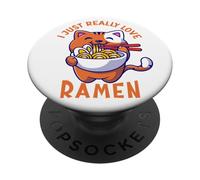 Ramen Cat Mangeant Nouilles Japonaises Nourriture Anime Kawaii Otaku PopSockets PopGrip Adhésif