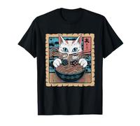 Ramen Cat Tshirt Gamer Kawaii Funny Retro Japonais T-Shirt