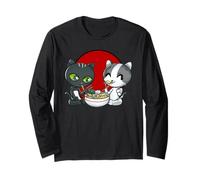 Ramen Cats - Deux adorables Chats animés Chibi Qui mangent des Ramen Manche Longue