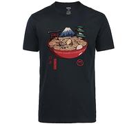 Ramen Great Vagues de Kanagawa Torii Japonais Culture Graphique Premium 100% Coton à Manches Courte Hommes/Femmes T-Shirt(Noir-Ramen A,S