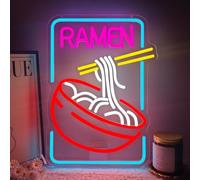 Ramen Led Neon Mural,Nouilles Enseigne Lumineuse pour Déco Chambre,Neon Sign Cadeau pour Magasin de Ramen Japonais Restauration Cuisine Chambre à Coucher Party Bar Fonctionné par USB（15.8"*12"）