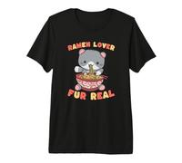 Ramen Lover Fur Real Cute Cat Manger Nouilles T-Shirt Haut de Gamme