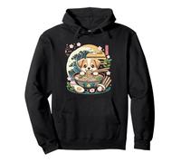 Ramen Puppy dans Un Bol à Nouilles Kawaii Wave Sunset Sweat à Capuche