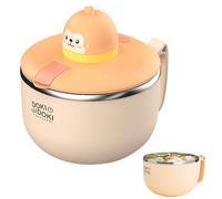 Ramen Schüssel mit Deckel, Groß 1200 Ml Instant Nudeln Schüssel mit Zeitschaltuhr, Instant-Nudelschüssel mit Griffen, Tragbare Nudelschale Edelstahl 304 für Nudeln Bento Obst Mittagessen Salate