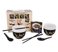 Ramens & Noodles Bar - Coffret Avec 2 Bols À Ramen, 2 Paires De Baguettes, 2 Cuillères En Céramique