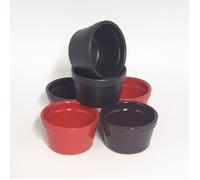 Ramequin à soufflé Diamètre 9.5 cm couleur Rouge, Noir et Violet - Lot de 6