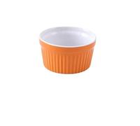 Ramequin Four Lot de 6 moules à soufflé en porcelaine for four, moules à pâtisserie et bol à glace, 240 ml(Orange)