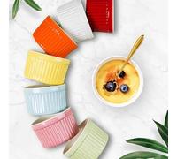 Ramequin Four Lot de 6 ramequins de 240 ml, ensemble de ramequins en porcelaine for four, moules à soufflé, moules à crème anglaise for la cuisson et bol à glace(6 pcs Color Random)