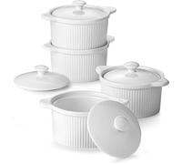 Ramequins - DOWAN - 207ml - Porcelaine - Couvercles - Poignées