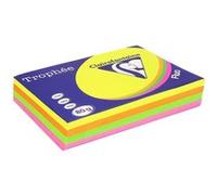 Lot de 2 - CLAIREFONTAINE Ramette 4x125F papier couleur Trophée 80g A3 assortis fluo Rose,Jaune,vert,Orange