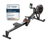 Rameur à air - 10 Niveaux Résistance Pliable - FED FITNESS - Long Rail - Bluetooth & App - Auto-alimenté - Grandes Tailles