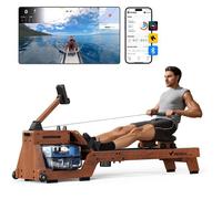 Rameur à eau - MERACH - 22 L - 6 repères de remplissage - Bluetooth - Connectivité APP - Ecran LCD - Max 150kg - Bois Massif foncé