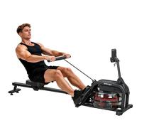 Rameur à eau - SPORTNOW - réservoir ajustable 6-11L - écran LCD support de tablette - assise large - acier - 170 x 46 x 77 cm - noir