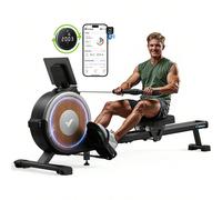 Rameur auto-alimenté amélioré MERACH, rameur magnétique pour un usage domestique avec 16 niveaux de résistance, capacité de charge de 160 kg, équipement de fitness vert Autoproduction d'électricité ve