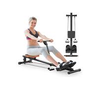 Rameur d'Appartement hydraulique - BIGZZIA - Résistance à 12 niveaux - Charge max 300 kg - Ecran LED Noir