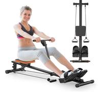 Rameur d'Appartement hydraulique, Résistance à 12 niveaux, Charge max 300 kg, Noir