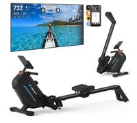 Rameur D'appartement Magnétique, Merach, Bluetooth, App Connectée, Écran Lcd, Support Tablette, Pliable, 16 Niveaux De Résistance, Max Charge 155 Kg Noir