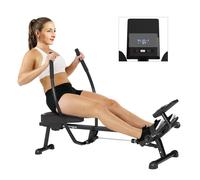SPORTNOW Rameur hydraulique à 12 Niveaux de résistance rameur d'appartement rameur Musculation avec écran LCD et pédale antidérapante, capacité maximale 130KG, entraînement Cardio à la Maison, Noir
