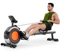 Rameur Magnétique Dripex, Rameur d'intérieur avec 16 Niv de Résistance Réglables, écran LCD et Support pour Tablette Capacité de Poids 150KG (Orange)