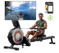 Rameur Magnétique Écologique-Merach, 16 Niveaux De Résistance, Réglage Intelligent, Compatible Avec App, Auto-Alimenté Noir