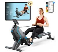 Rameur Magnétique Merach, 16 Niveaux De Résistance Manuelle, Écran Lcd, Support Ipad, Charge Max 150 Kg, Compatible Avec Kinomap Noir