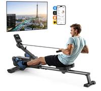 Rameur Magnétique MERACH - 16 Niveaux de Résistance,Usage Maison/Appartement,Pliable, Écran LCD, Connecté Kinomap, Max Charge 150