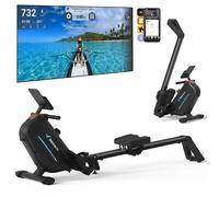 Rameur magnétique Pliable - MERACH - Ecran LED - Compatible APP - 16 niveaux de résistance - volant d’inertie 5.5 kg - Noir